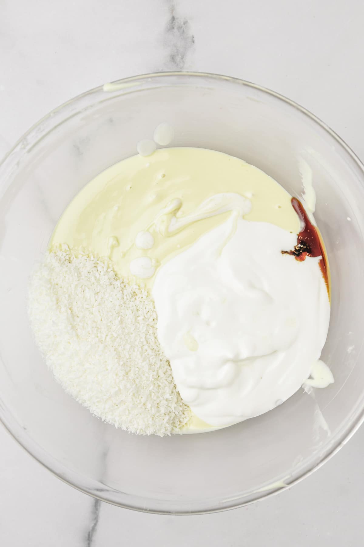 medium bowl with ingredients for coconut ganache