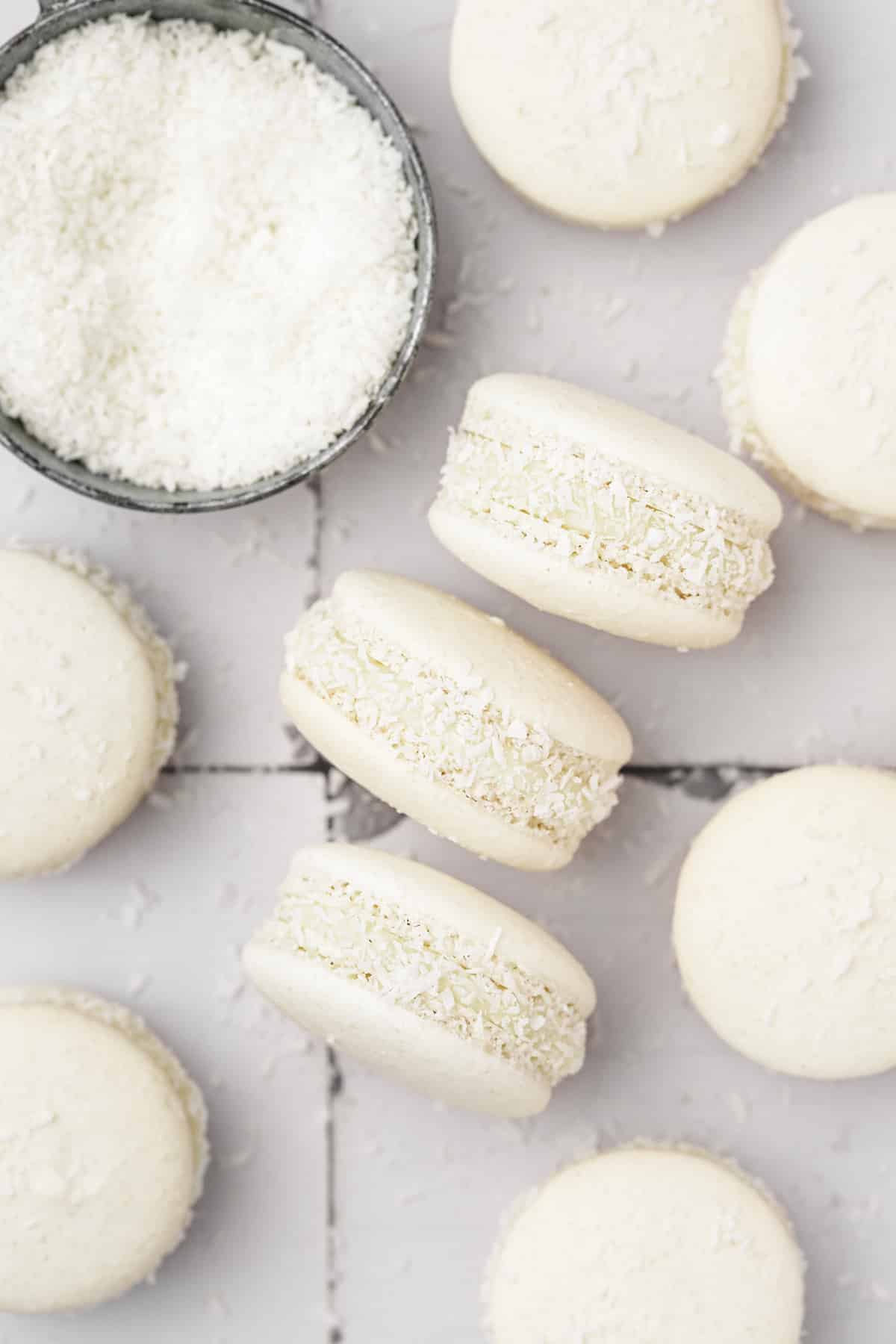 coconut macaron on a table
