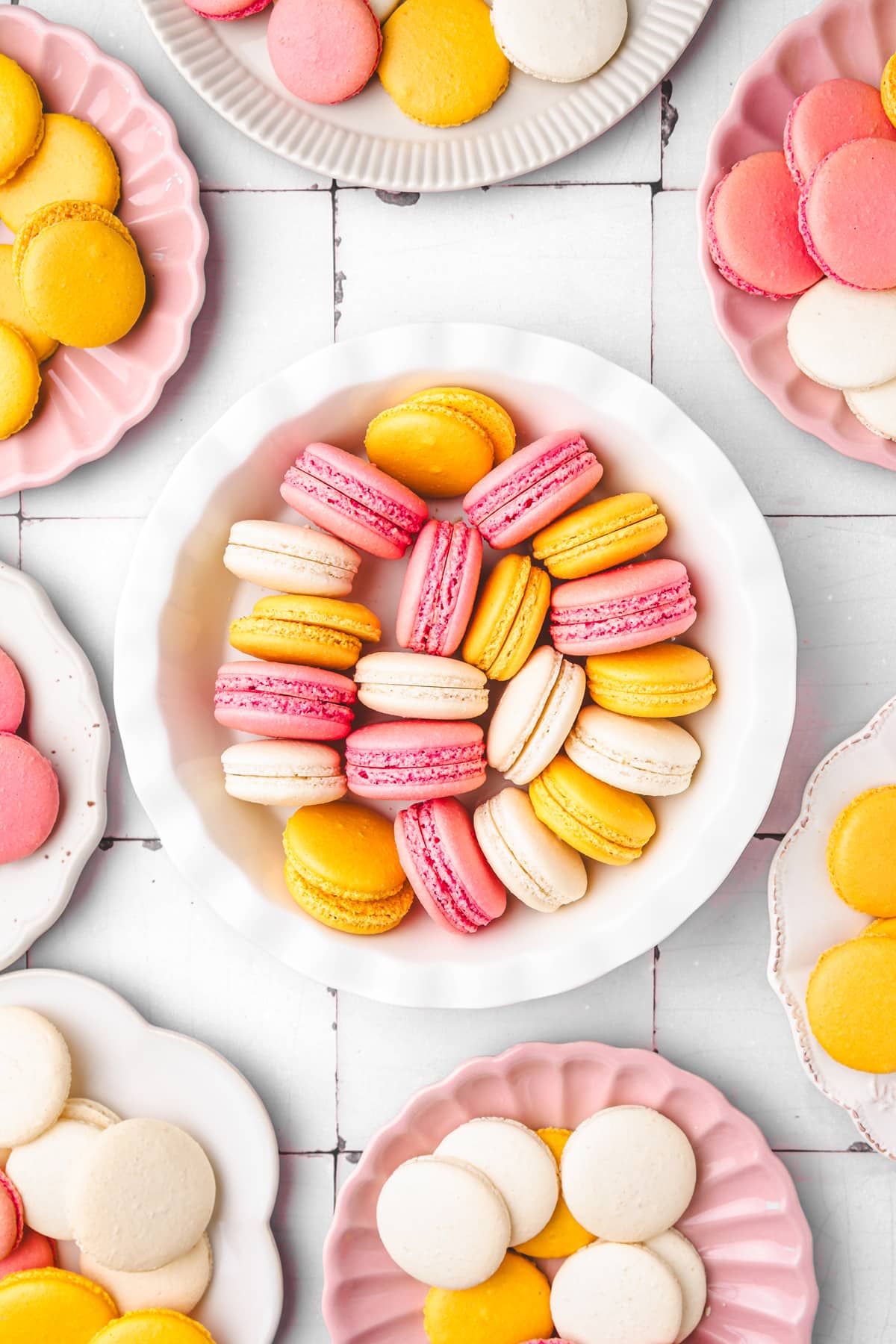 french macarons shells on a table