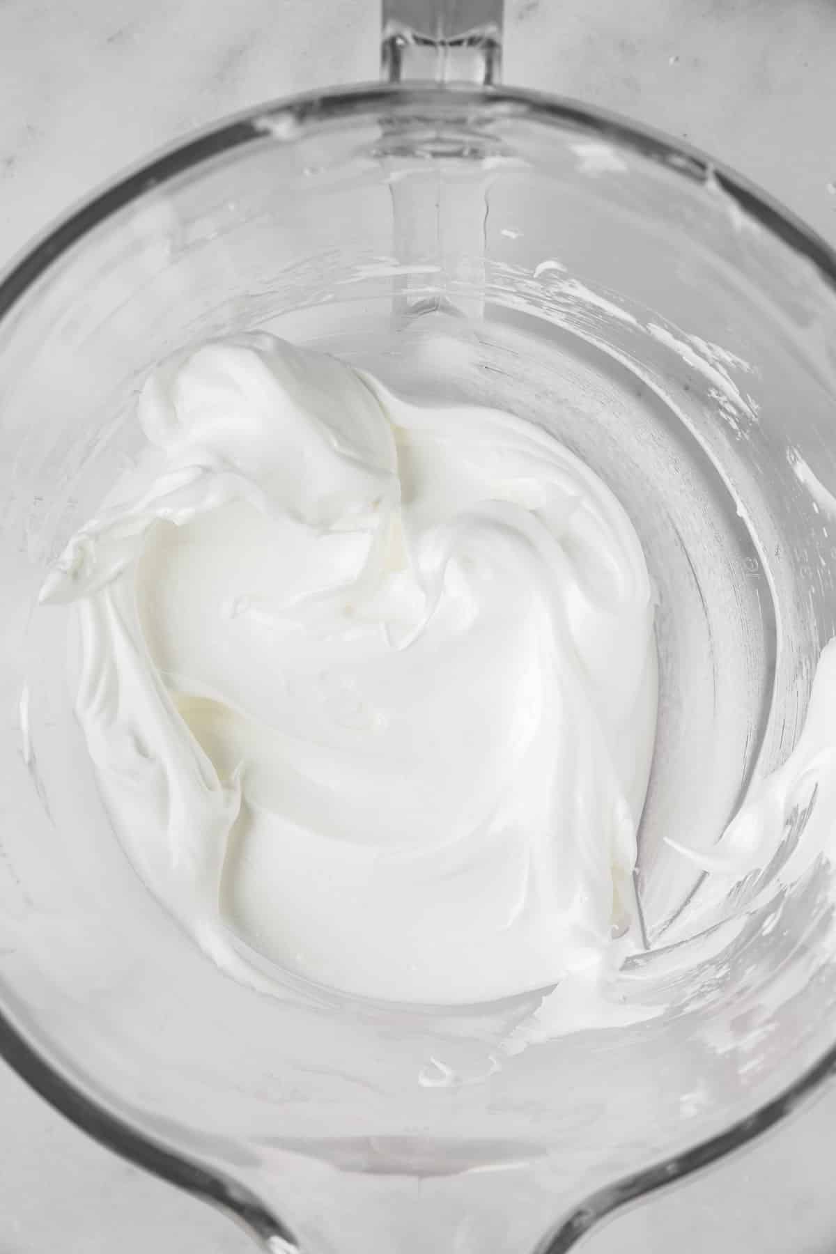 large mixing bowl with french meringue