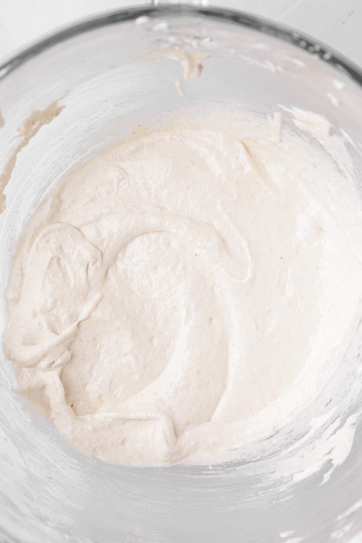 large mixing bowl with french macaron batter