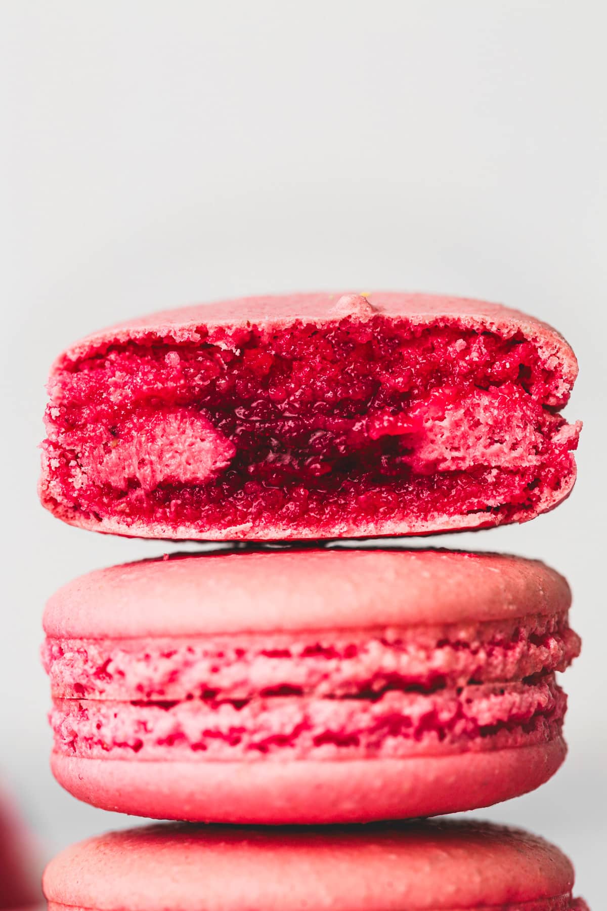 sliced strawberry macarons 