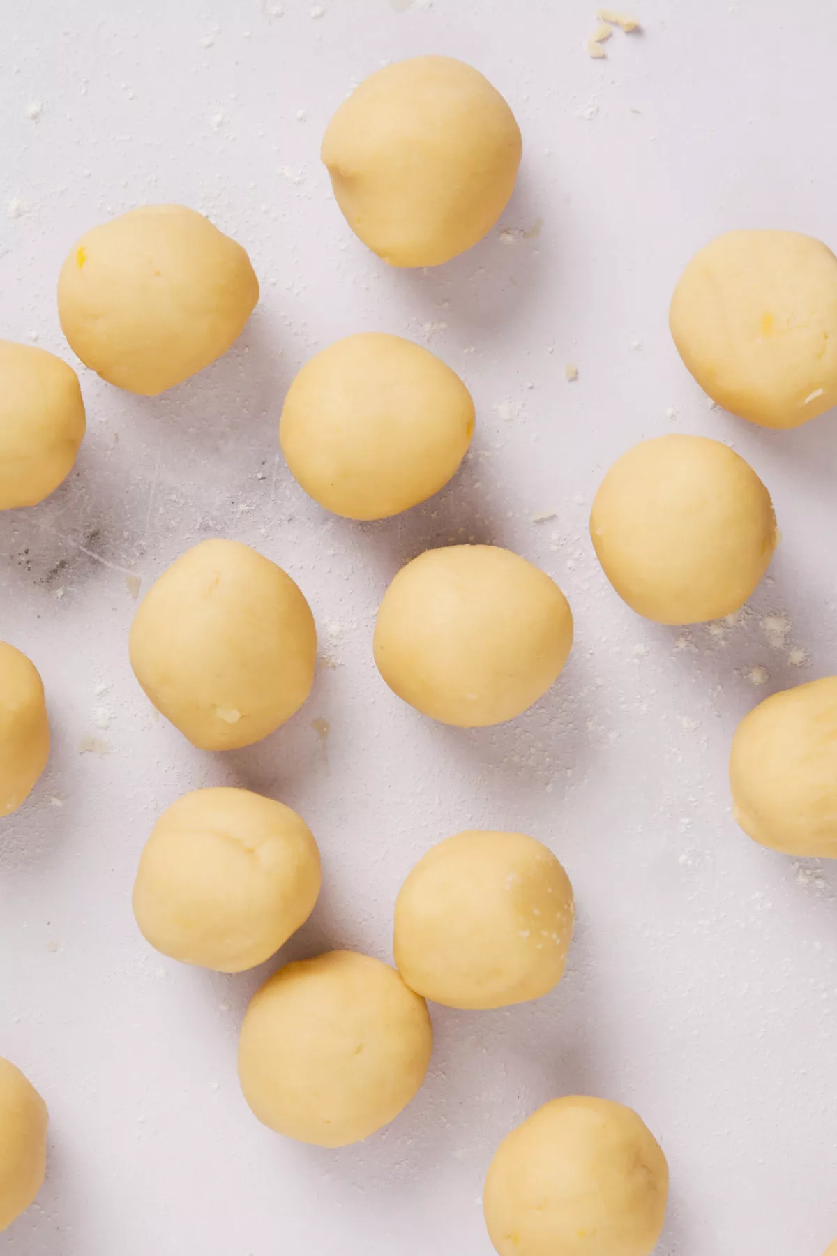 cookie dough balls ready for lemon meringue cookies