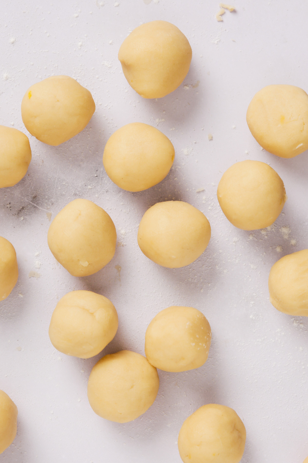 cookie dough balls ready for lemon meringue cookies