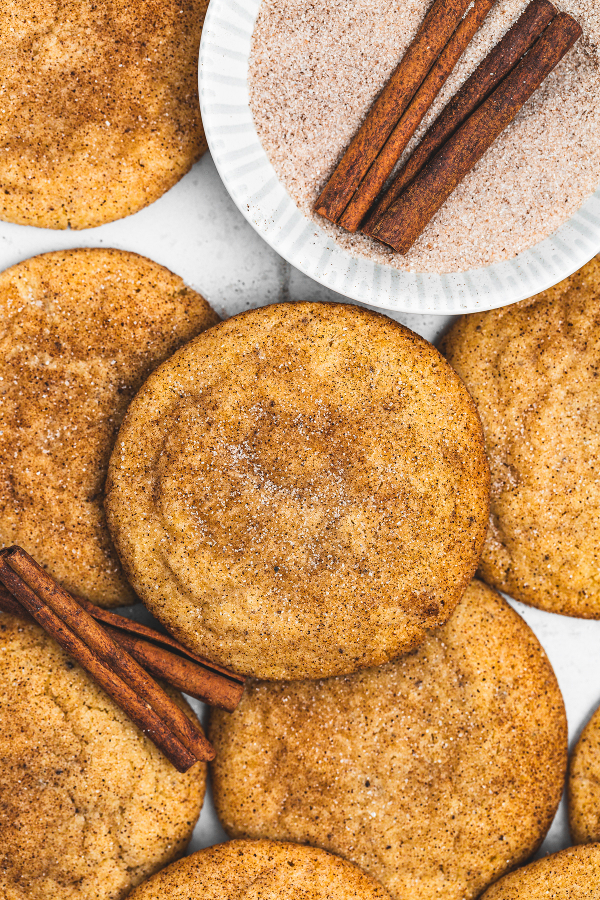 Brown butter snickerdoodles on a table