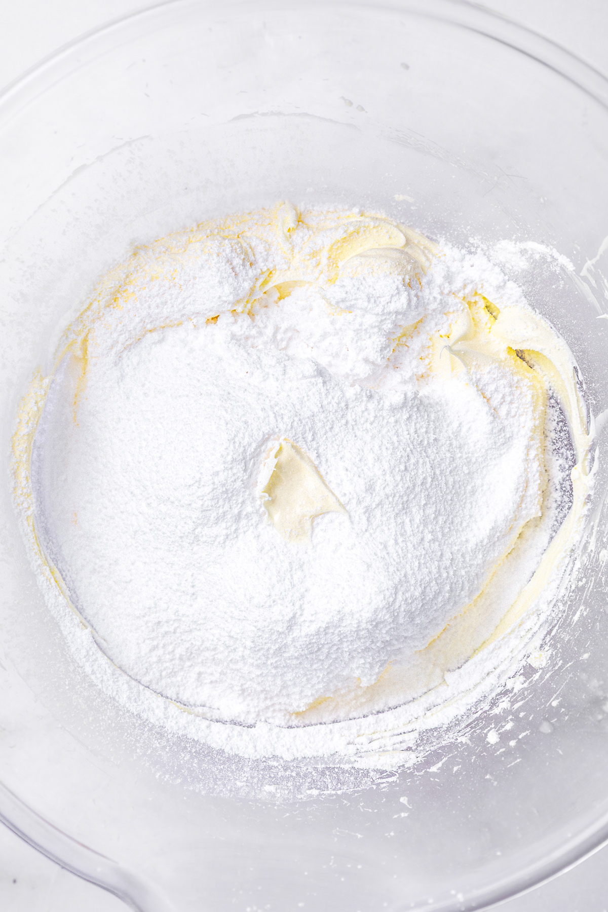 Butter and powdered sugar beaten together for pistachio buttercream