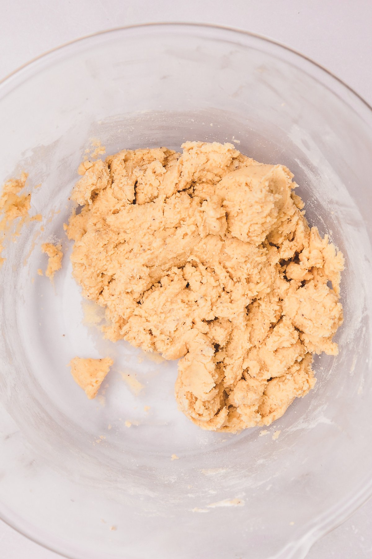 Cookie dough for brown butter snickerdoodles in a bowl