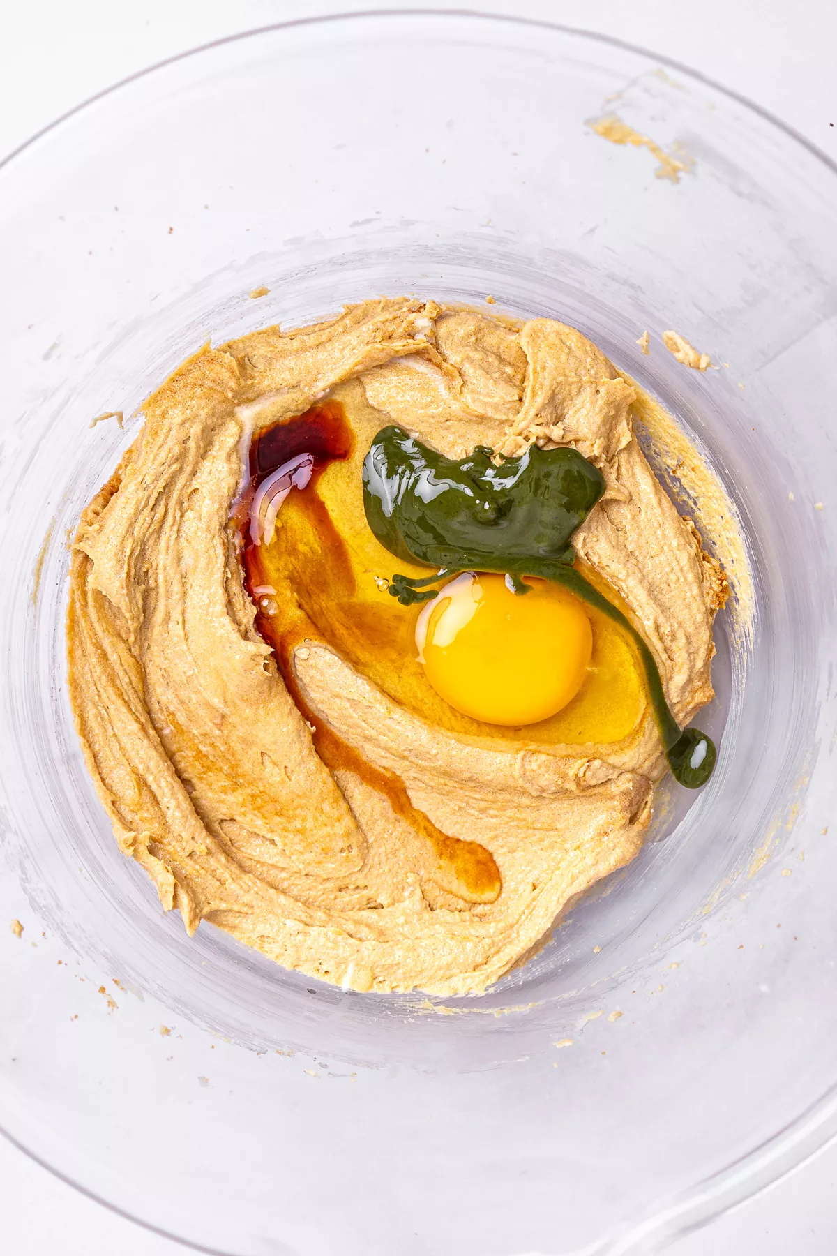 Cookie dough with butter, sugar, egg, vanilla and pistachio paste