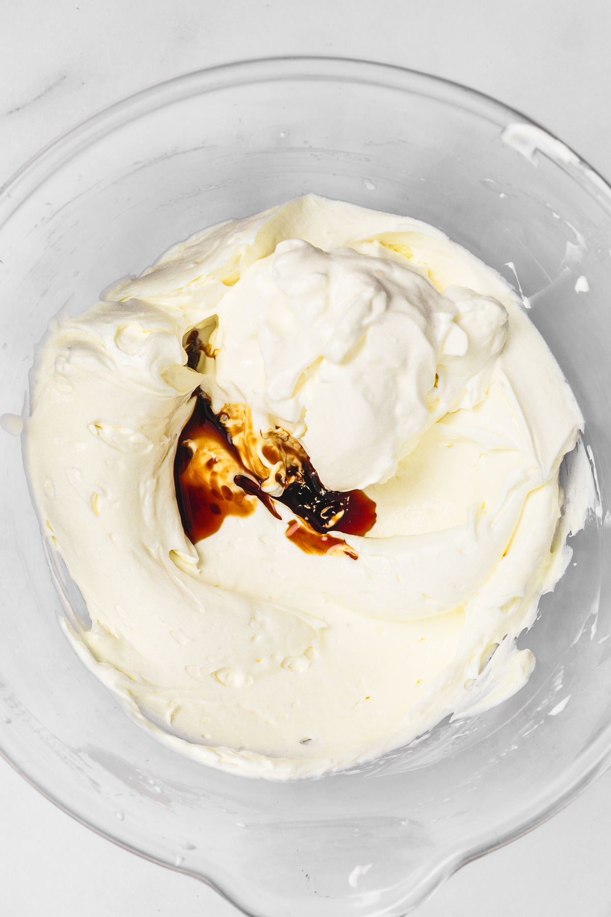 Cream cheese mixture whipped with sour cream and vanilla