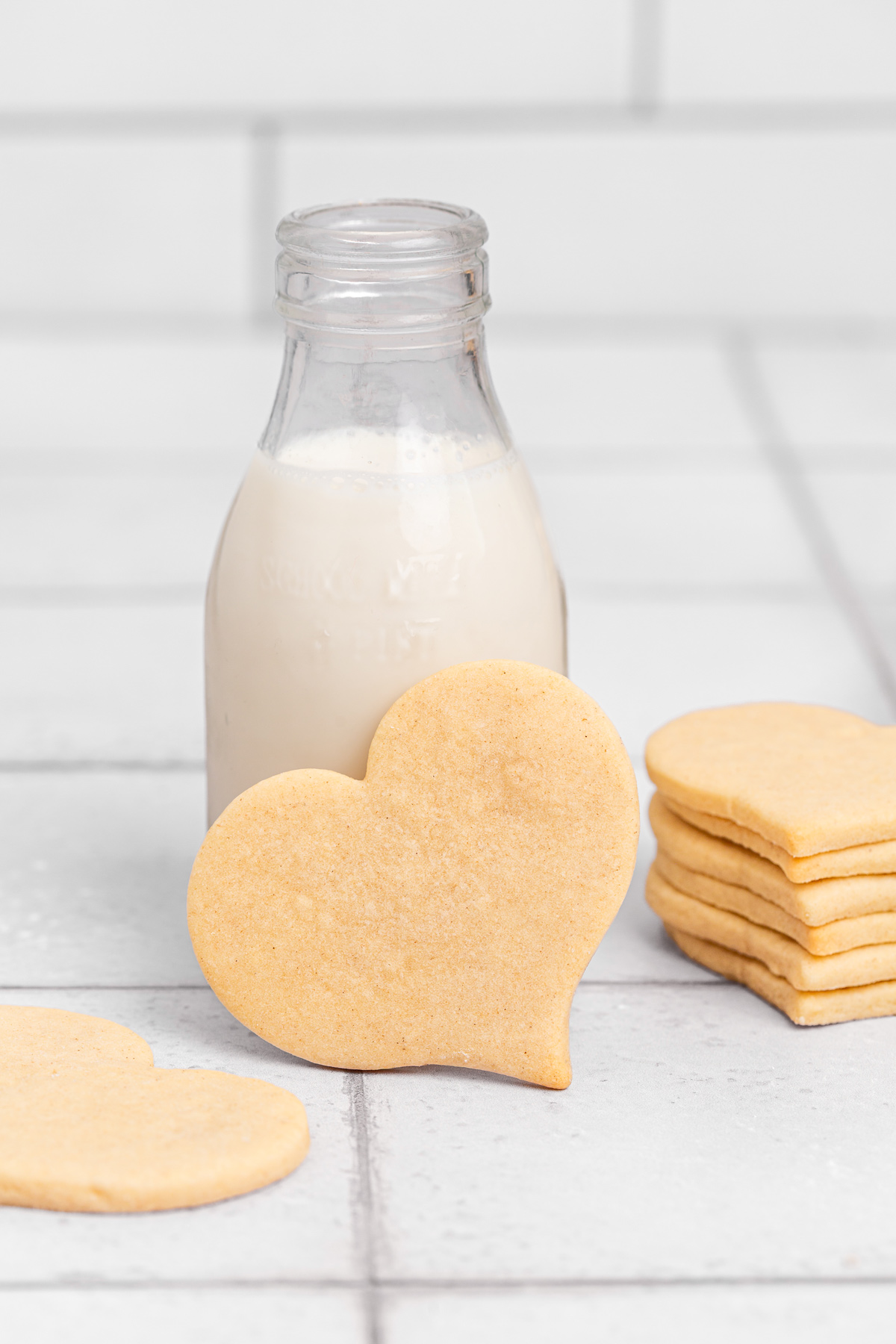 no chill sugar cookies served with a glass of milk