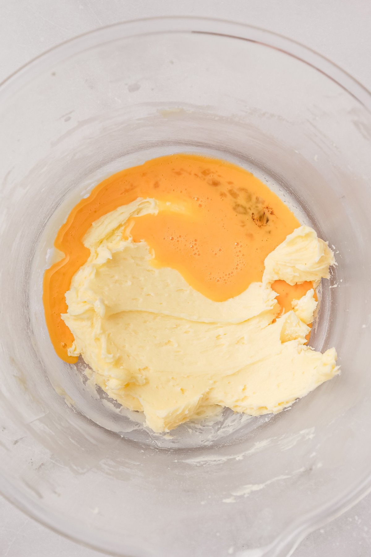 creamed butter mixed with egg and vanilla for sugar cookie dough