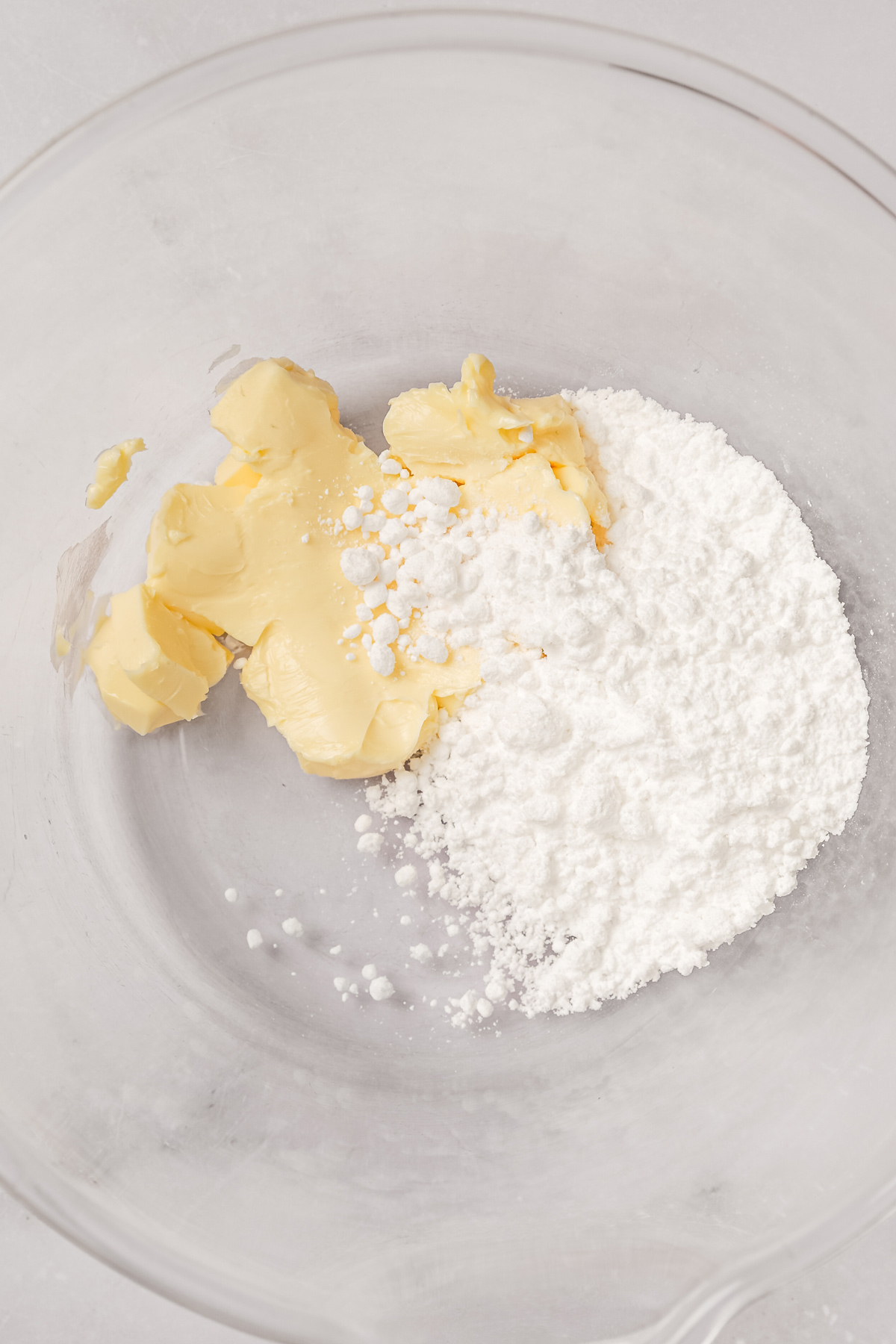 butter and powdered sugar creamed together for no chill sugar cookies