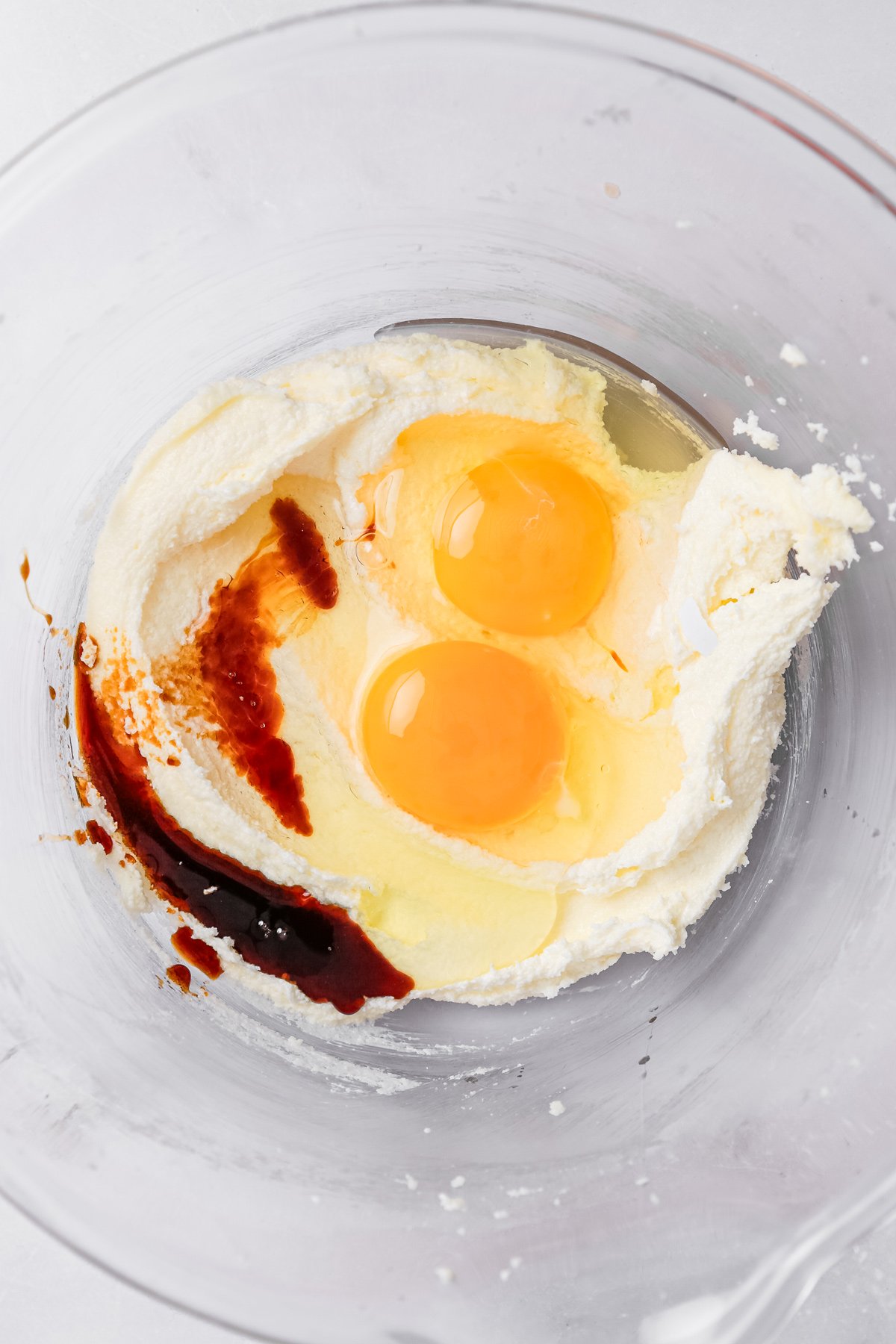 mixing bowl with butter and eggs