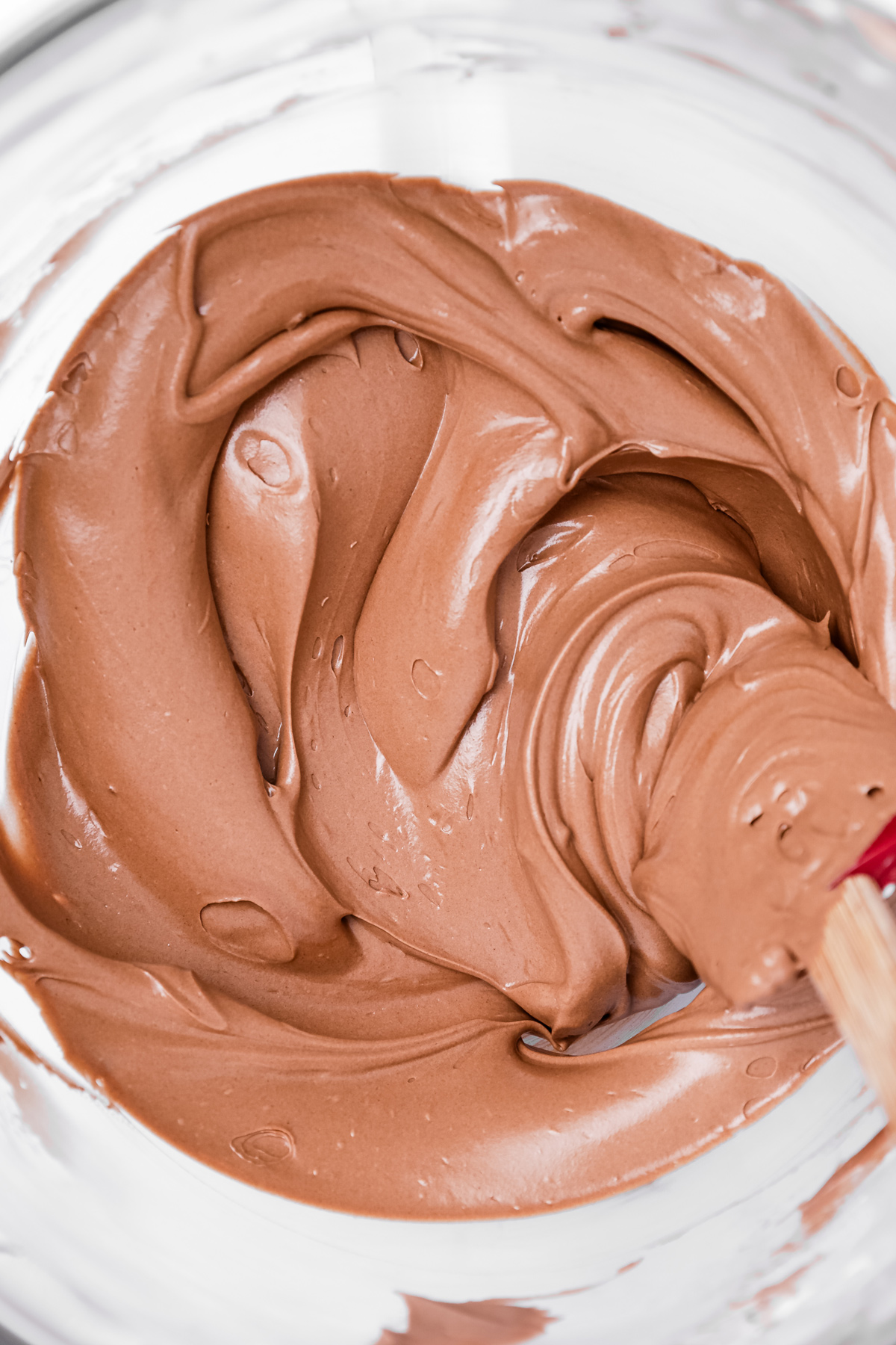 smooth chocolate Swiss meringue buttercream ready to use
