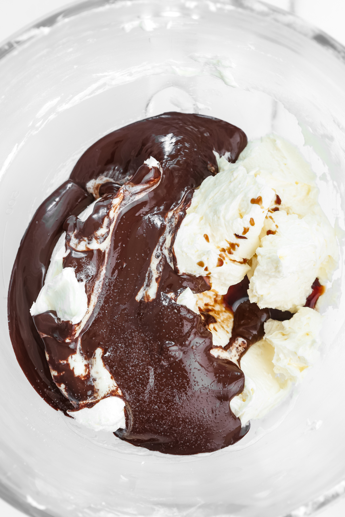 chocolate Swiss meringue buttercream with melted chocolate added