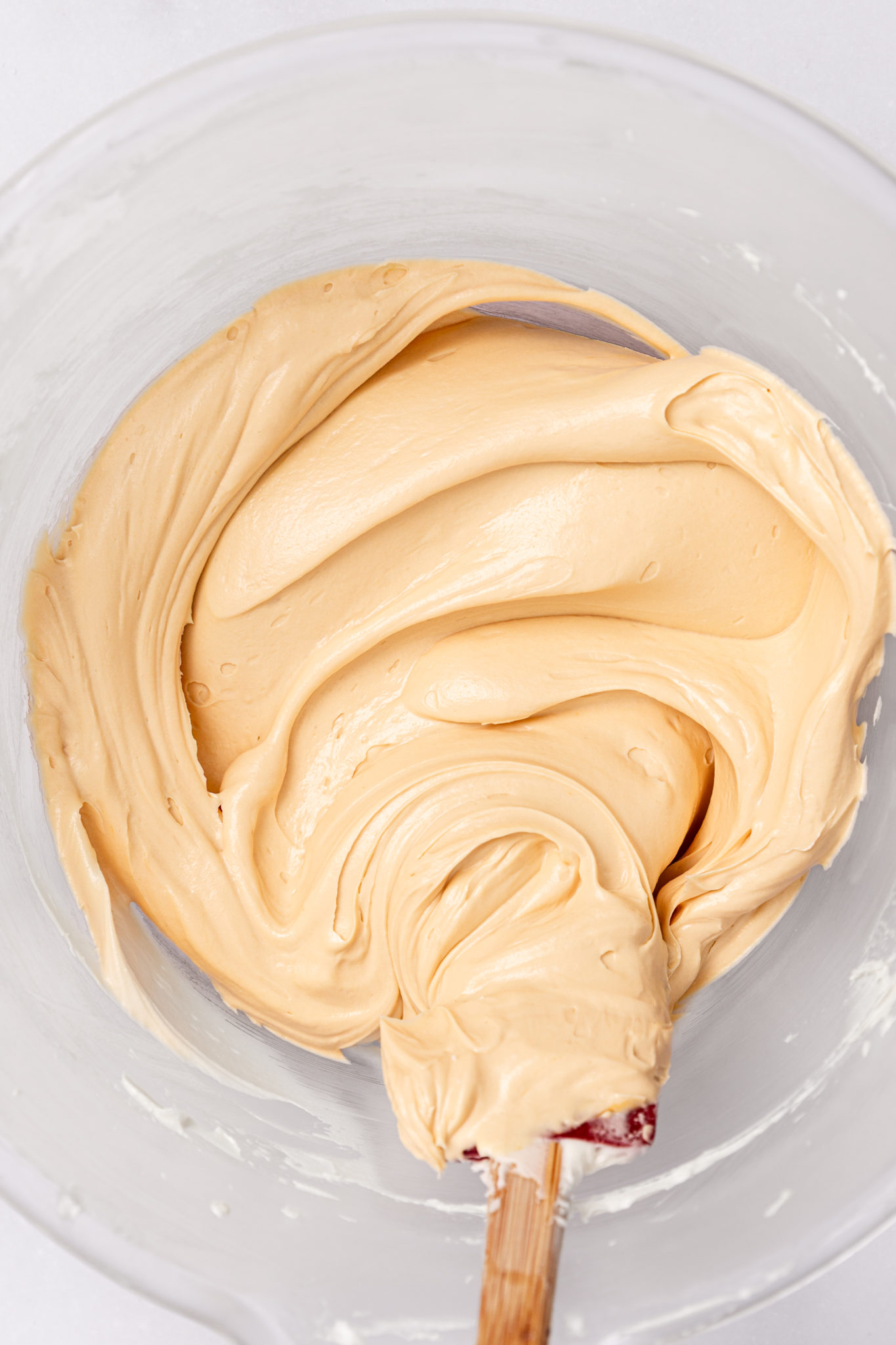 smooth caramel buttercream frosting ready for piping