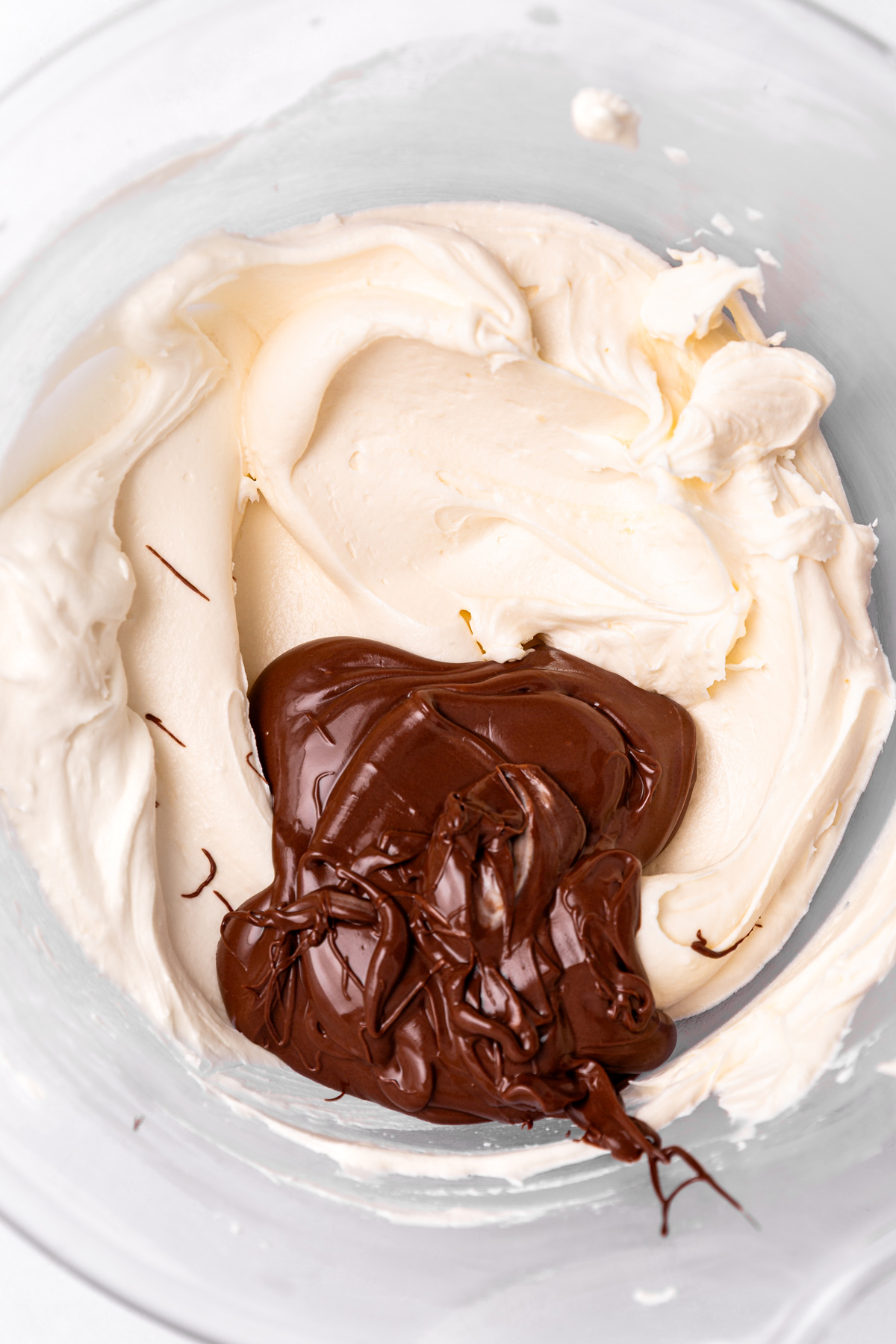 nutella buttercream frosting in mixing bowl