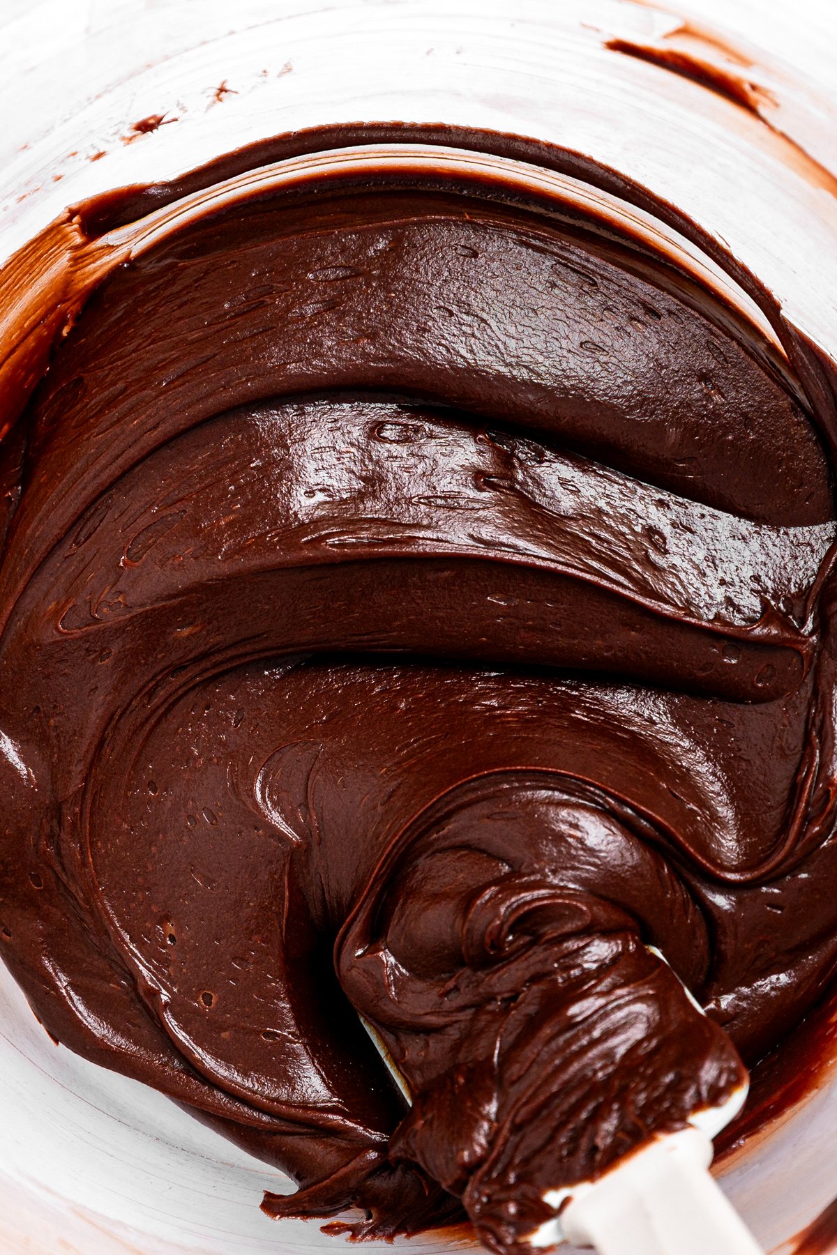 bowl of chocolate fudge frosting