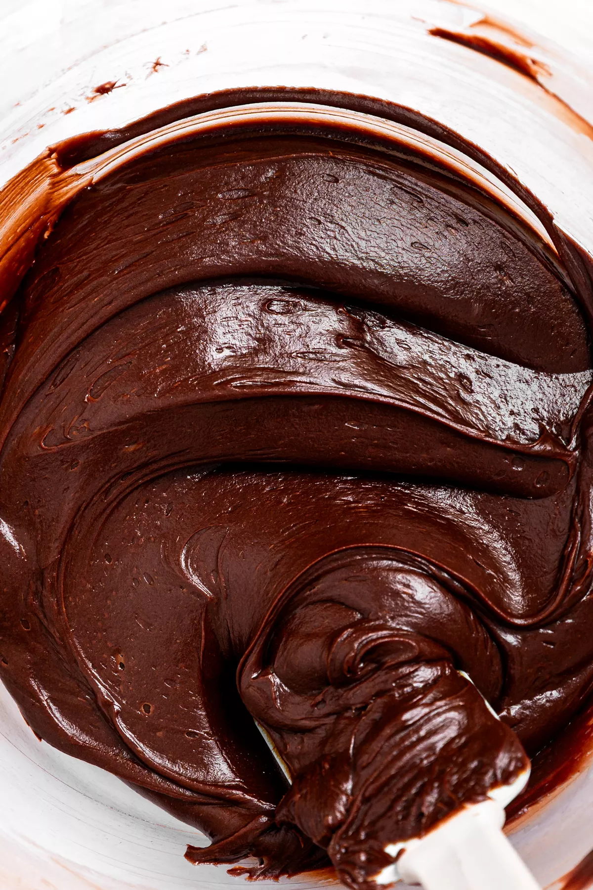 bowl of chocolate fudge frosting