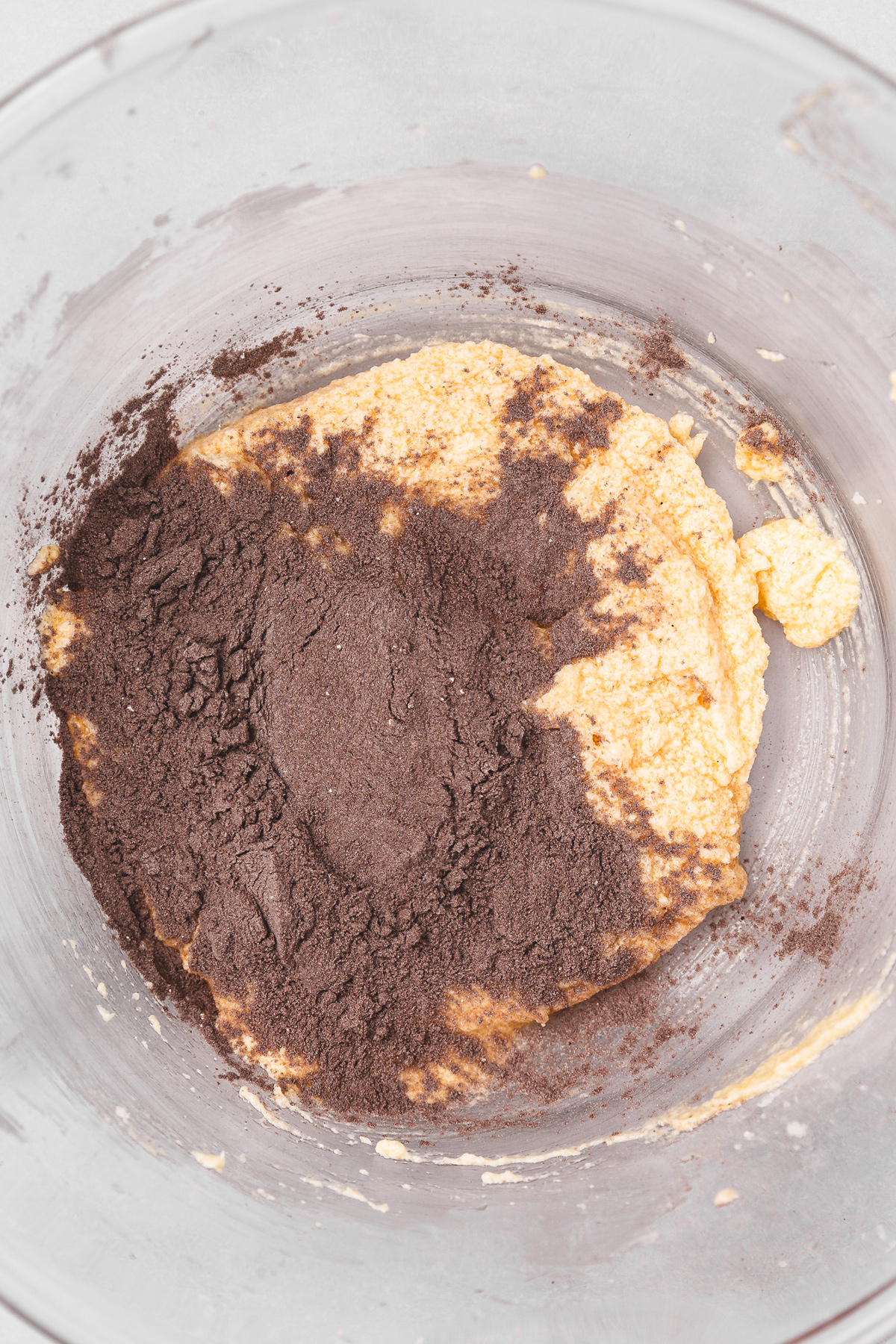 small batch chocolate cupcake batter with cocoa powder and flour