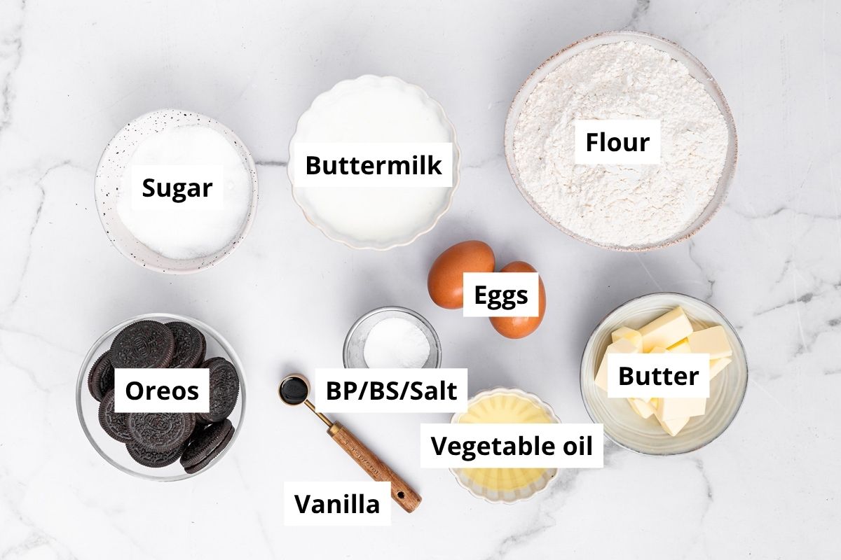 Ingredients for homemade Oreo muffins