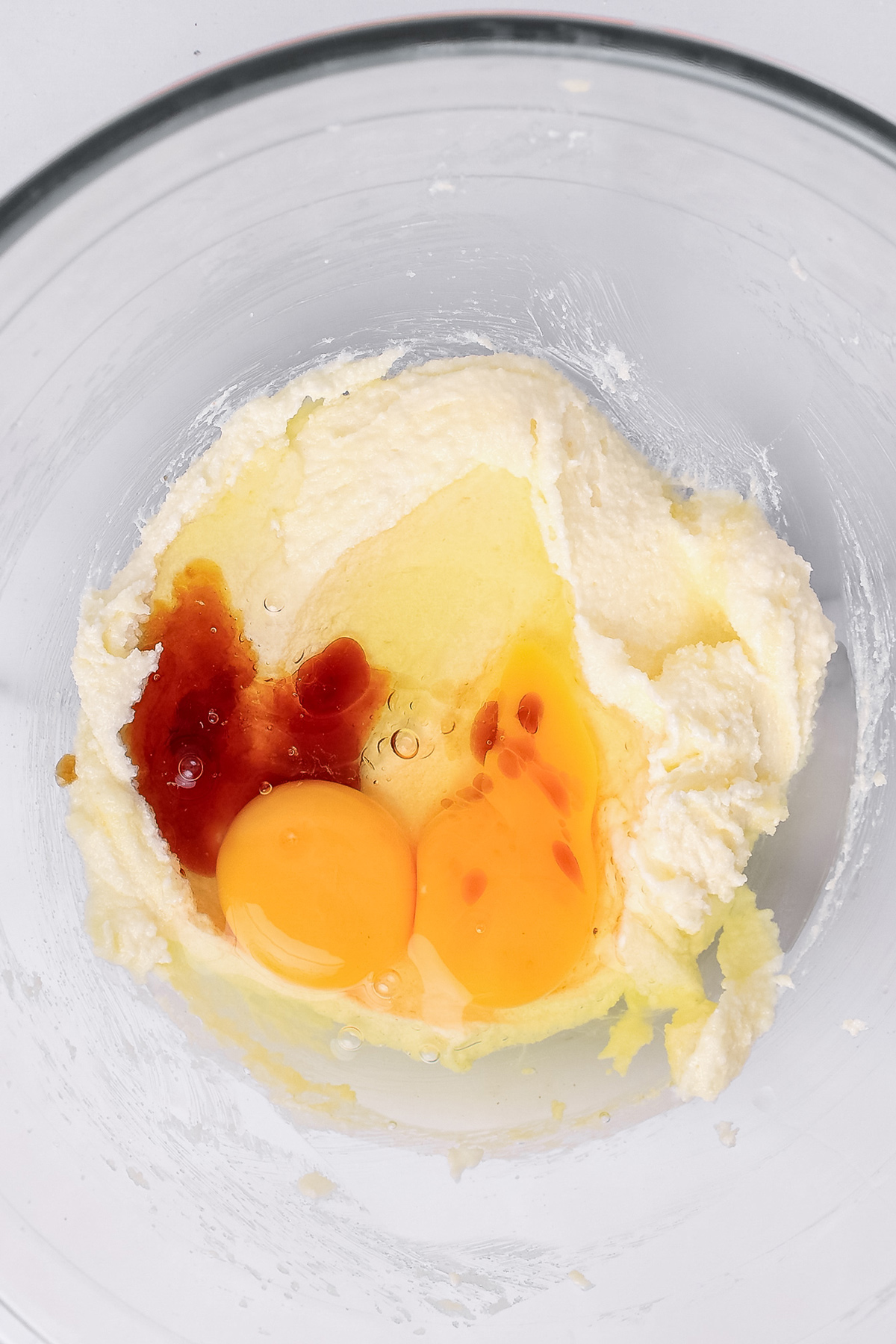 Creamed butter and sugar with eggs and vanilla