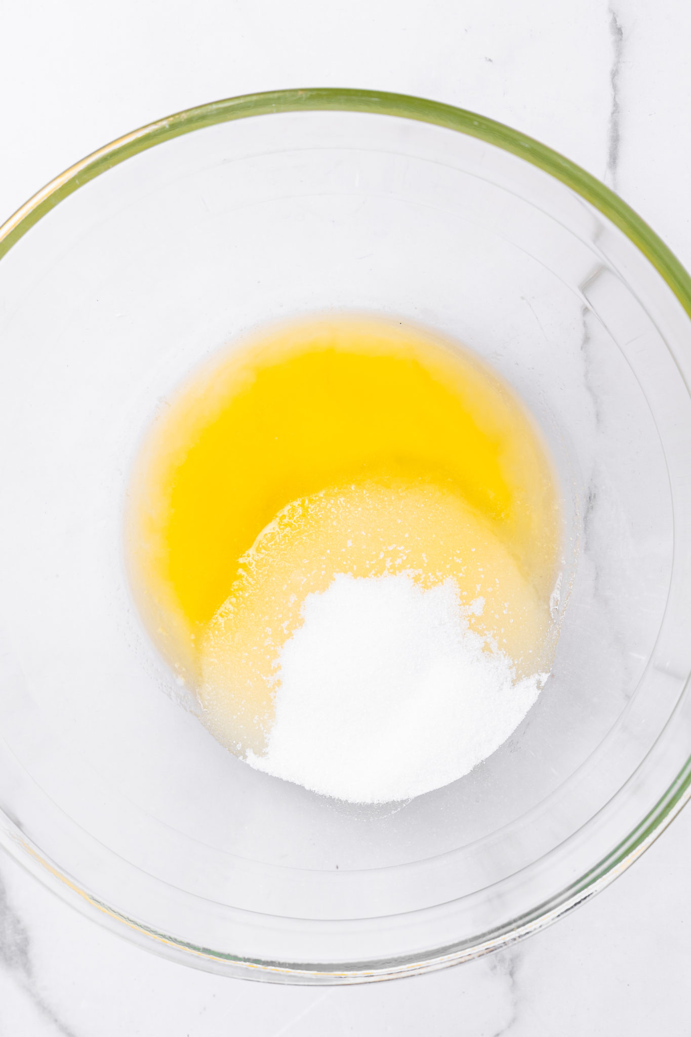 Butter, oil and sugar in a mixing bowl