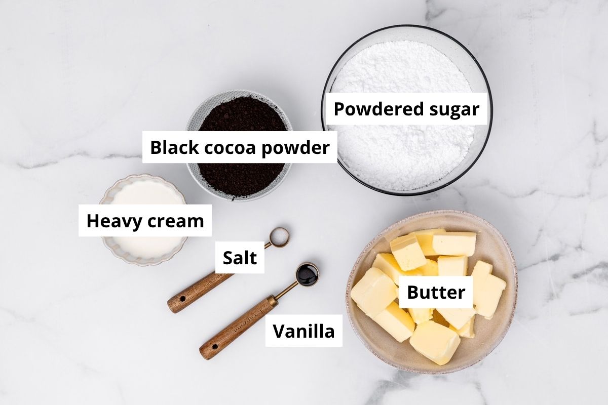 Black buttercream frosting ingredients