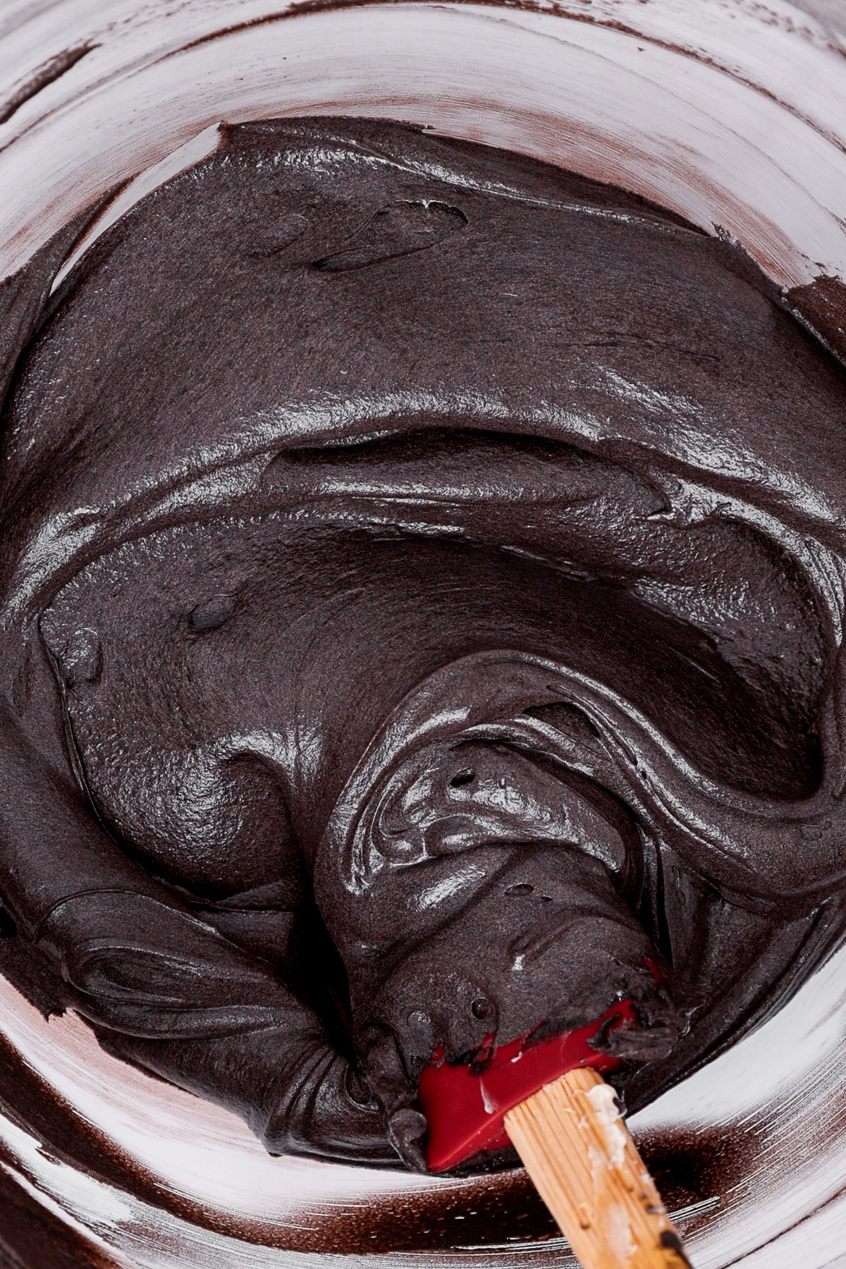 Black cocoa buttercream before blending