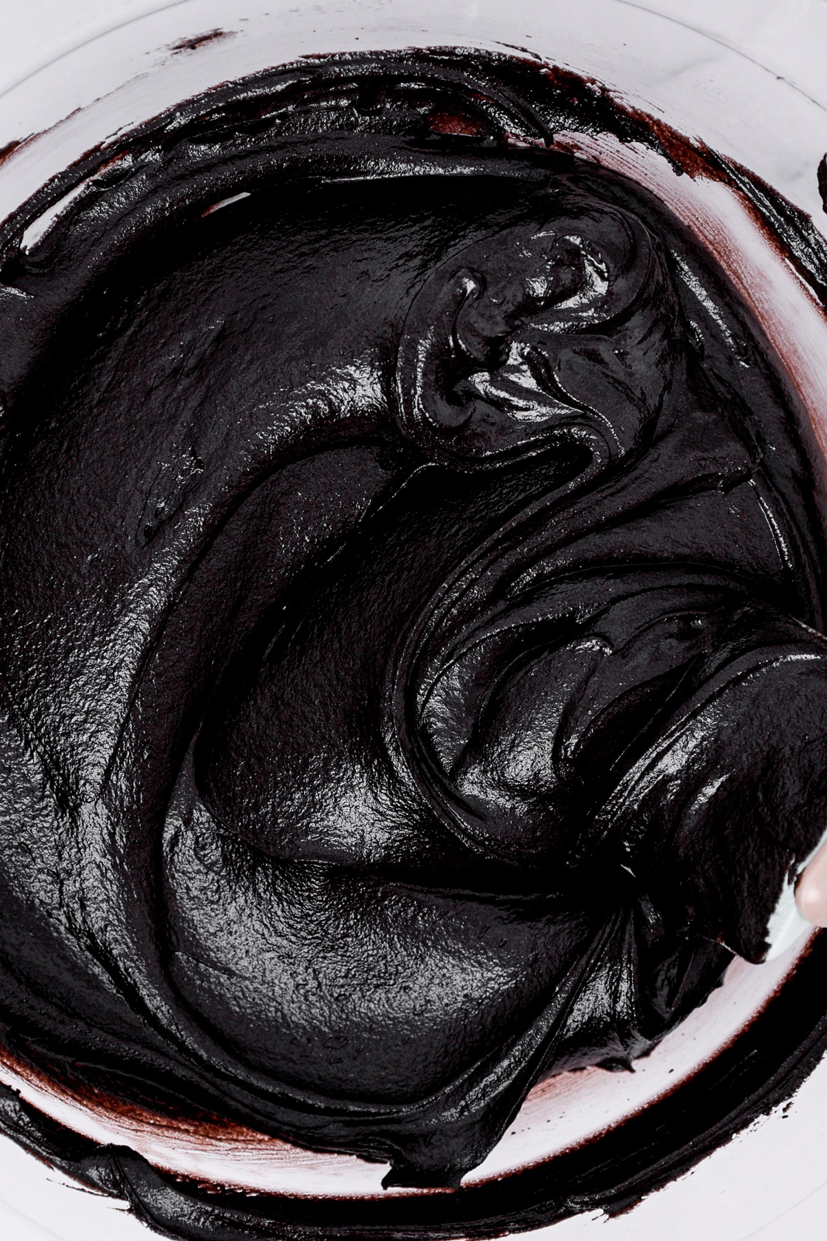 Smooth black buttercream after blending