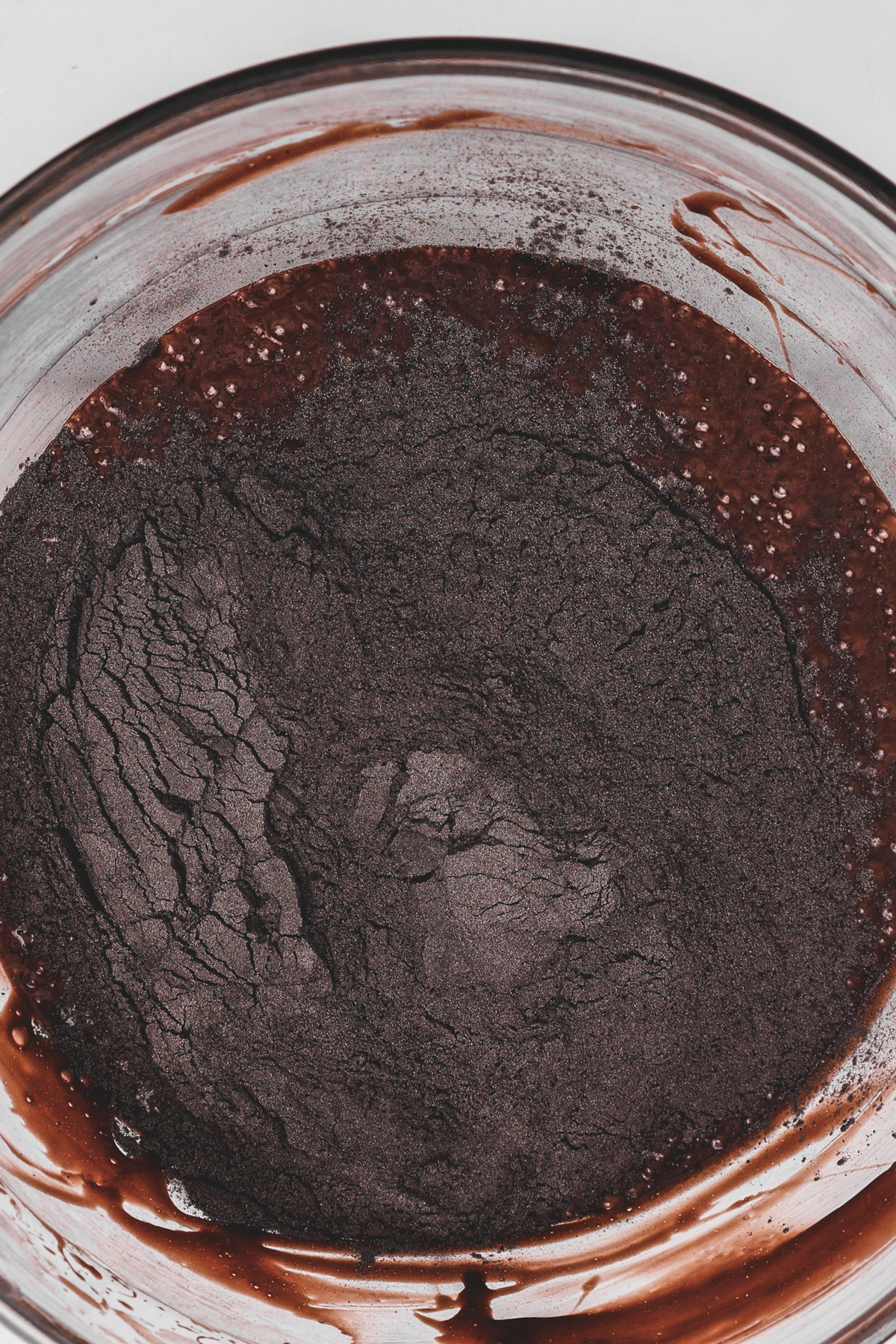 Black cocoa brownie batter with dry ingredients