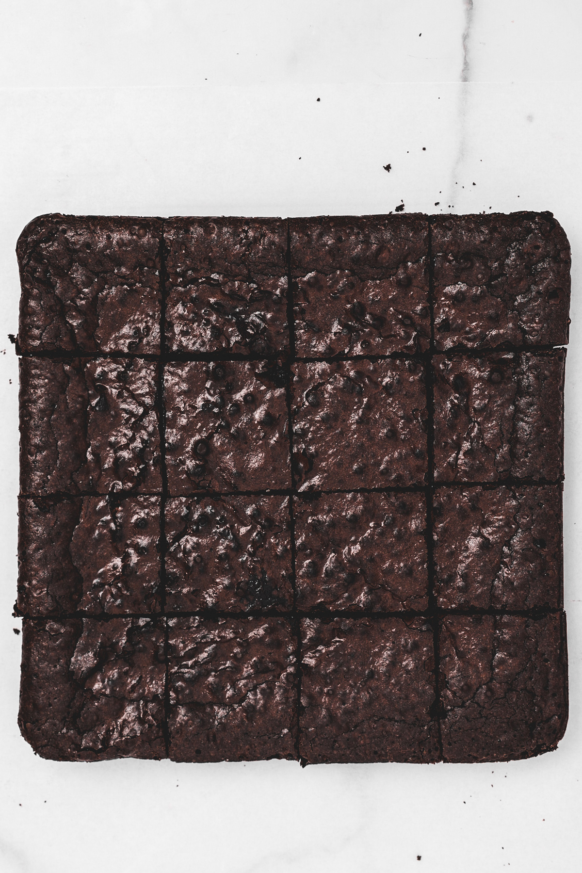 Black cocoa brownies cut into squares