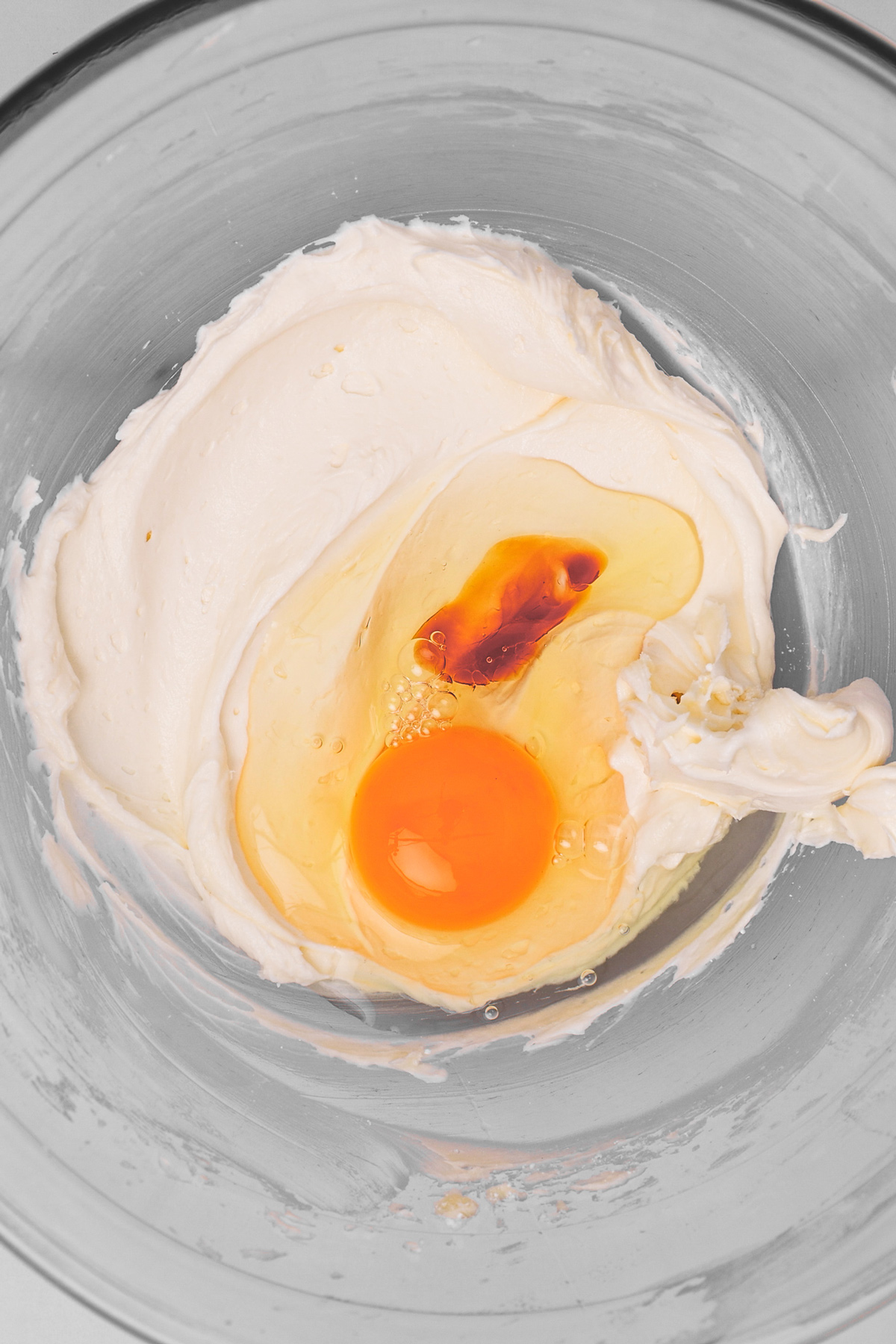Creamed butter and powdered sugar with egg and vanilla