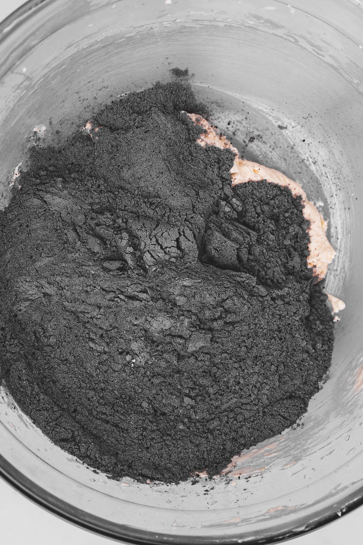 Black cocoa cookie dough with dry ingredients