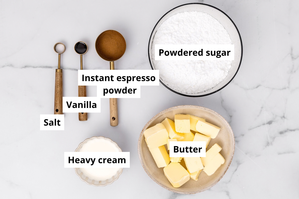 Coffee buttercream frosting ingredients